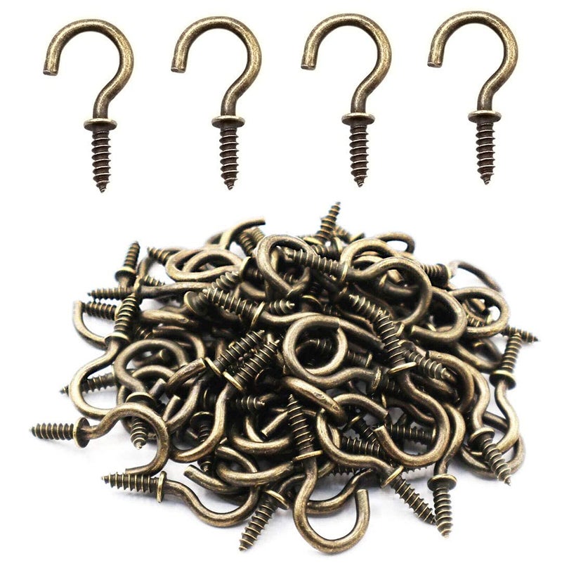 IDEALSV Small Bronze Ceiling Hooks - 5/8'' Screw-in Lights & Jewelry Hooks (40 Pack) - Image 1